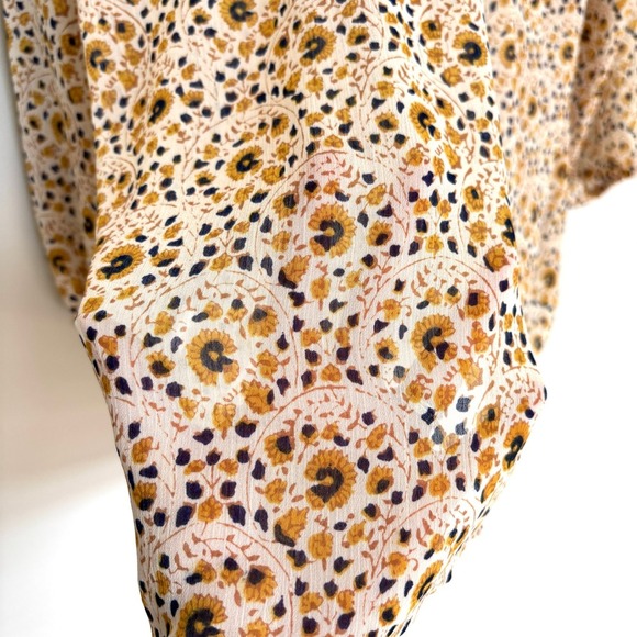 Lucky Brand Size L Floral Print Blouse Top Long Sleeve Lightweight Boho Style - Picture 9 of 12